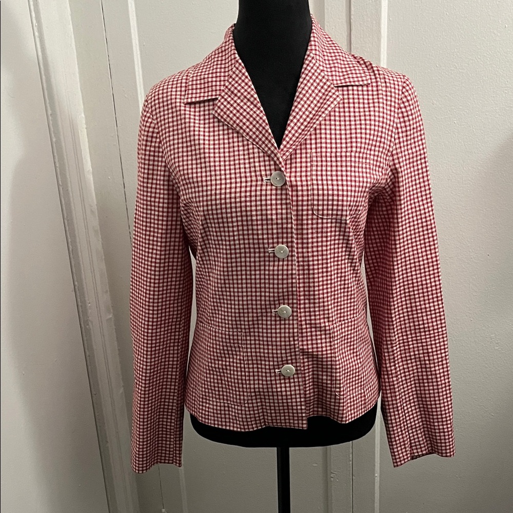 vintage U2 red and white gingham blazer